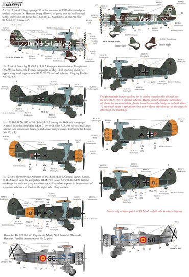 Xtradecal X72280 1:72 Henschel Hs-123A-1/Hs-123B-1