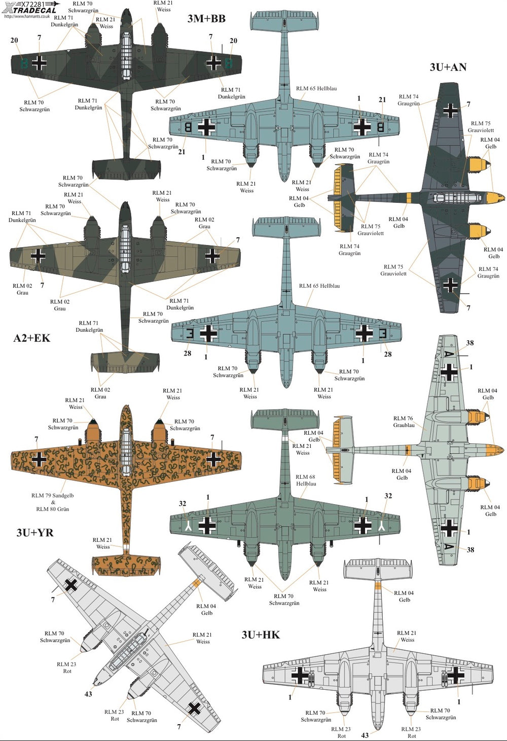Xtradecal X72281 1:72 Messerschmitt Bf-110C/Bf-110D/Bf-110E/Bf-110F/Bf-110G