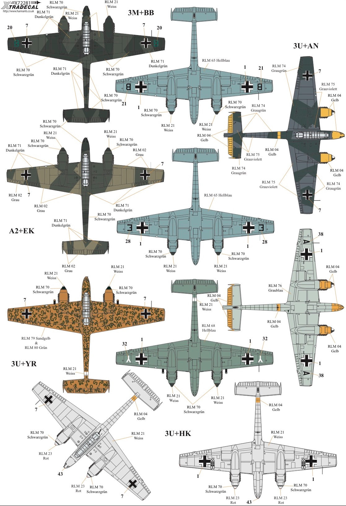 Xtradecal X72281 1:72 Messerschmitt Bf-110C/Bf-110D/Bf-110E/Bf-110F/Bf-110G