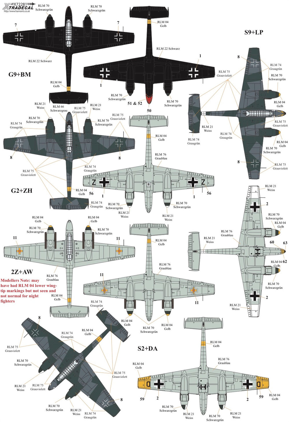 Xtradecal X72281 1:72 Messerschmitt Bf-110C/Bf-110D/Bf-110E/Bf-110F/Bf-110G