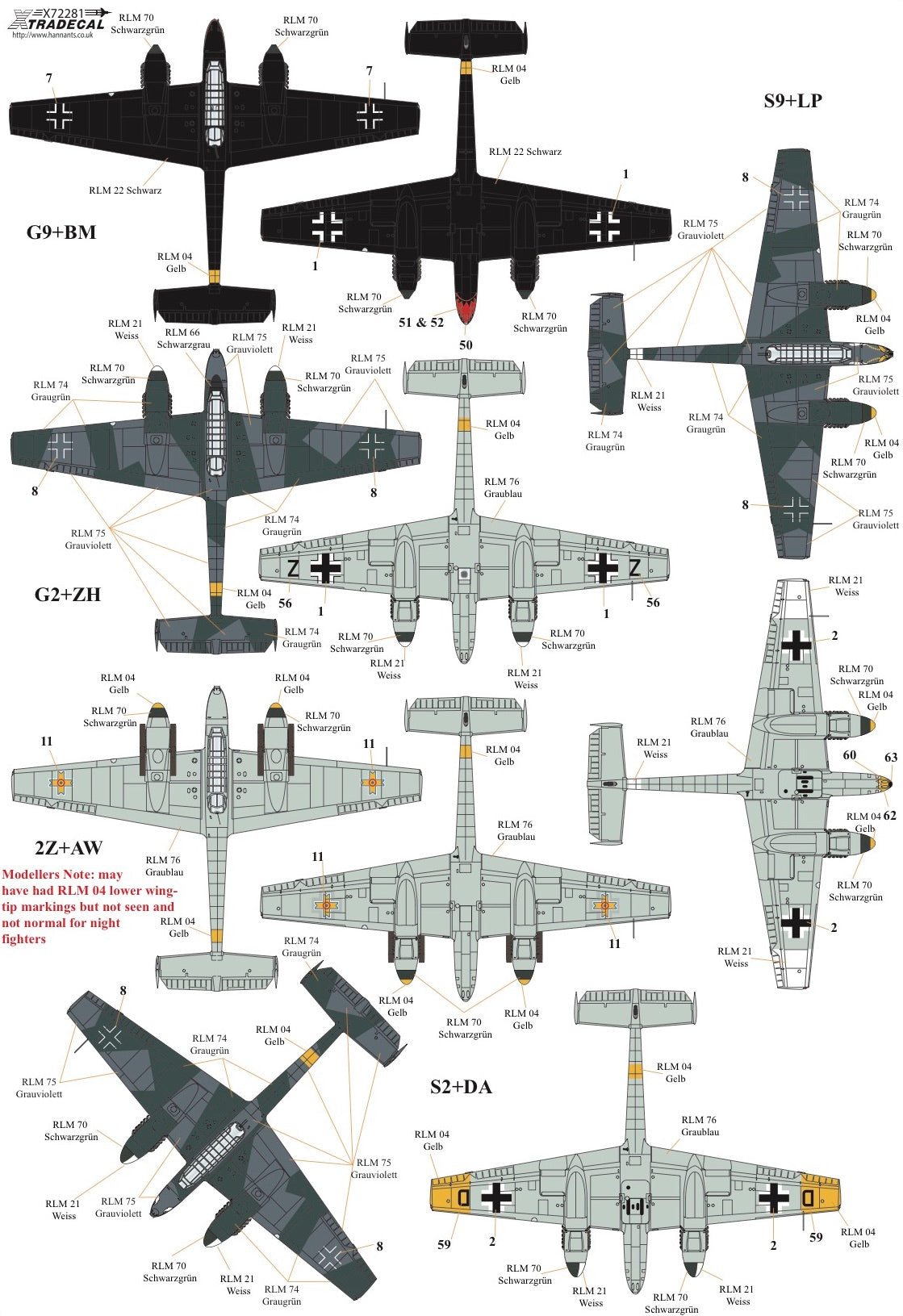 Xtradecal X72281 1:72 Messerschmitt Bf-110C/Bf-110D/Bf-110E/Bf-110F/Bf-110G