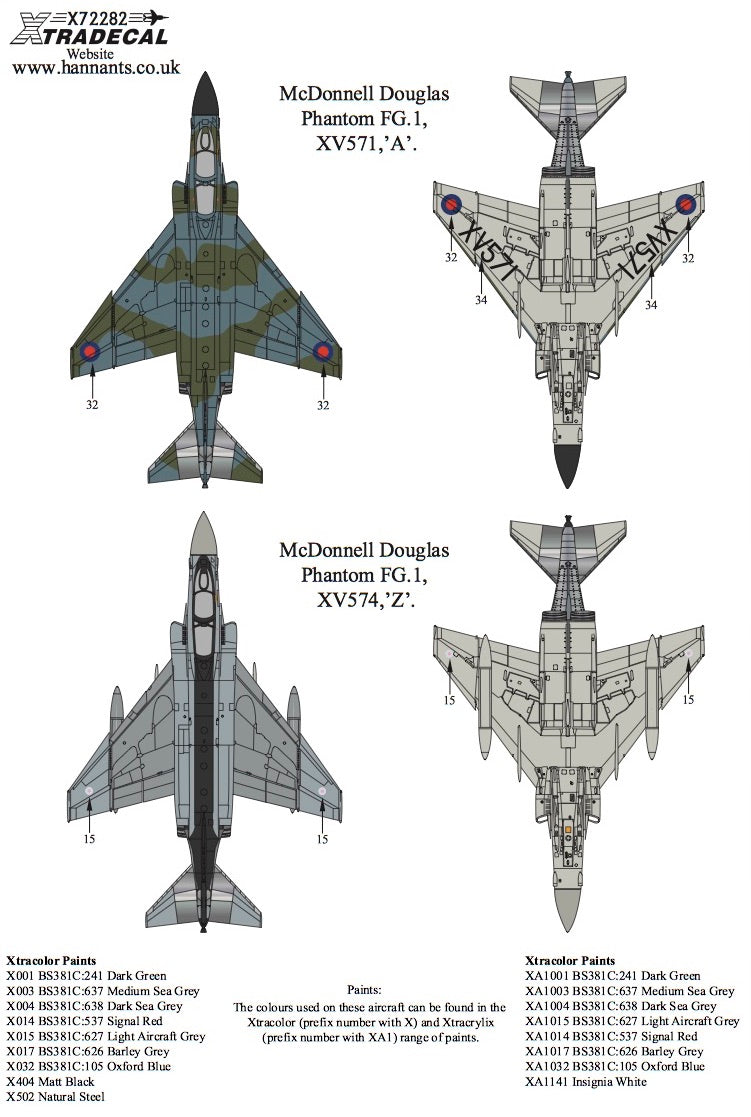 Xtradecal X72282 1:72 McDonnell-Douglas Phantom FG.1 in RAF service