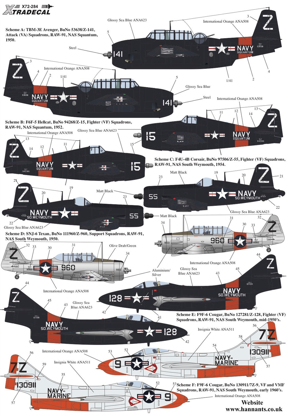 Xtradecal X72284 1:72 USN Reserve Air Wing 91