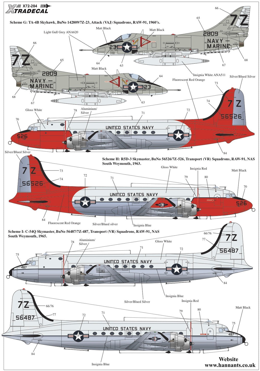 Xtradecal X72284 1:72 USN Reserve Air Wing 91