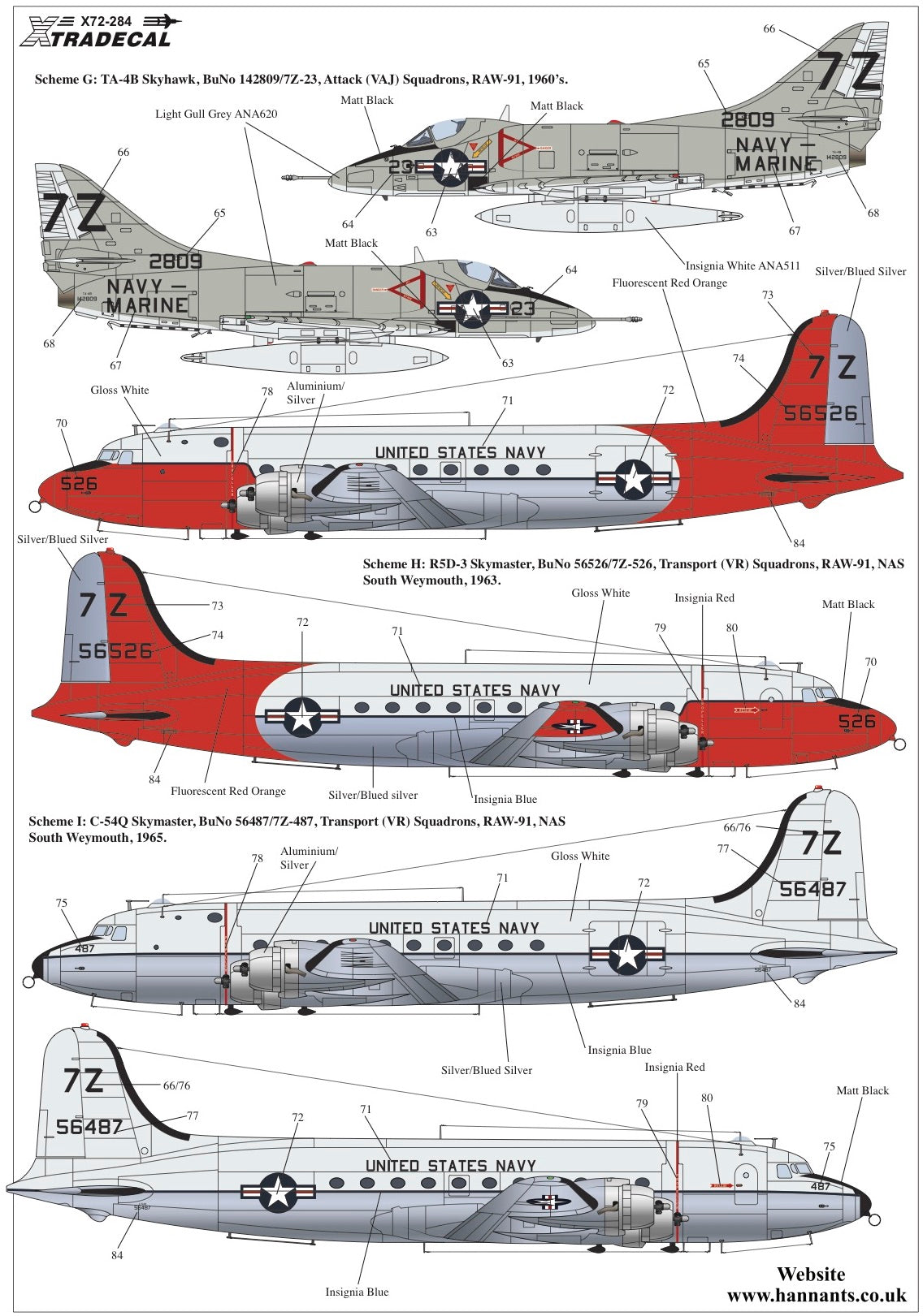 Xtradecal X72284 1:72 USN Reserve Air Wing 91
