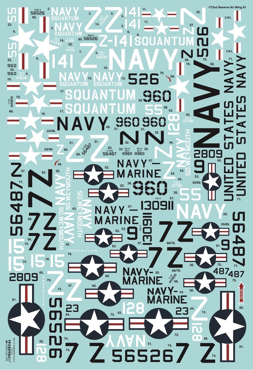 Xtradecal X72284 1:72 USN Reserve Air Wing 91