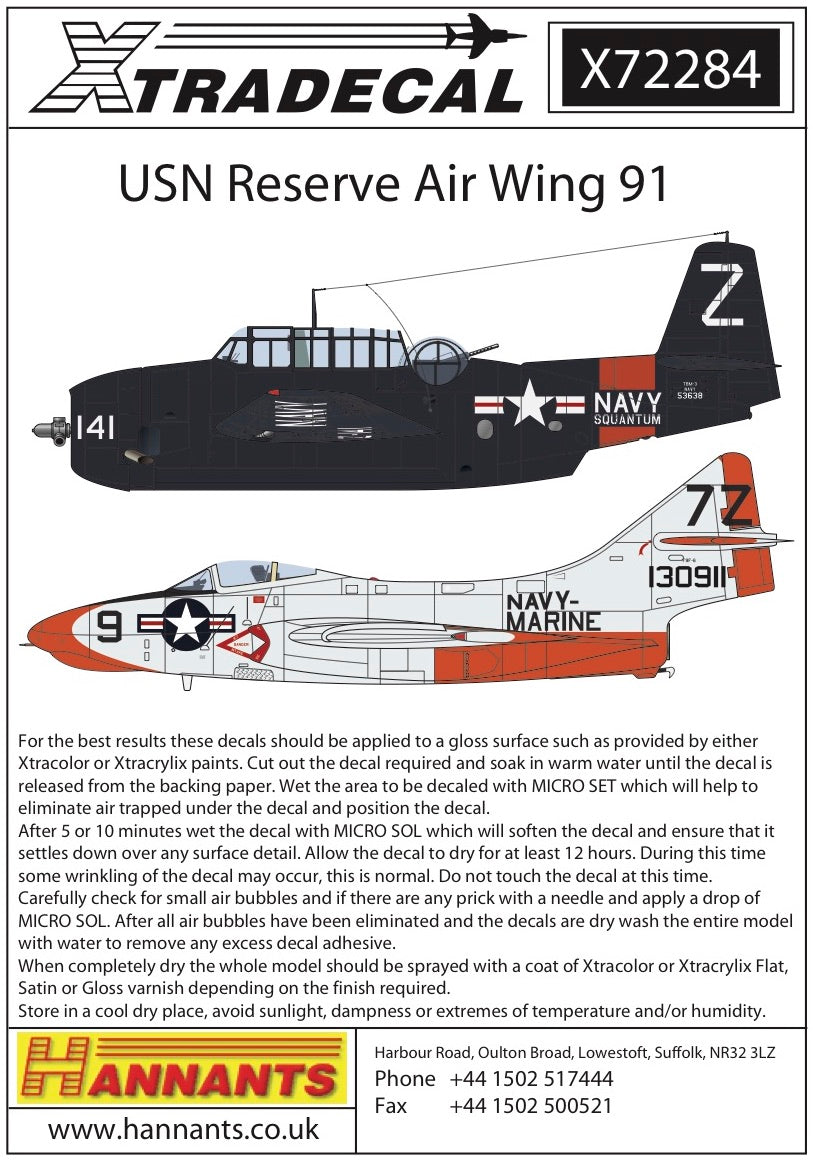 Xtradecal X72284 1:72 USN Reserve Air Wing 91