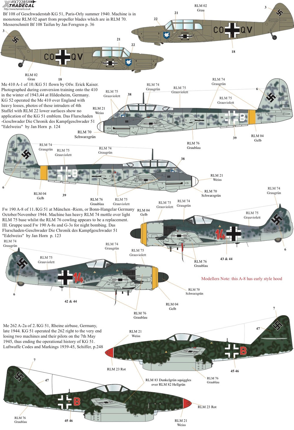 Xtradecal X72285 1:72 The History of Kampfgeschwader KG51 'Edelweiss'