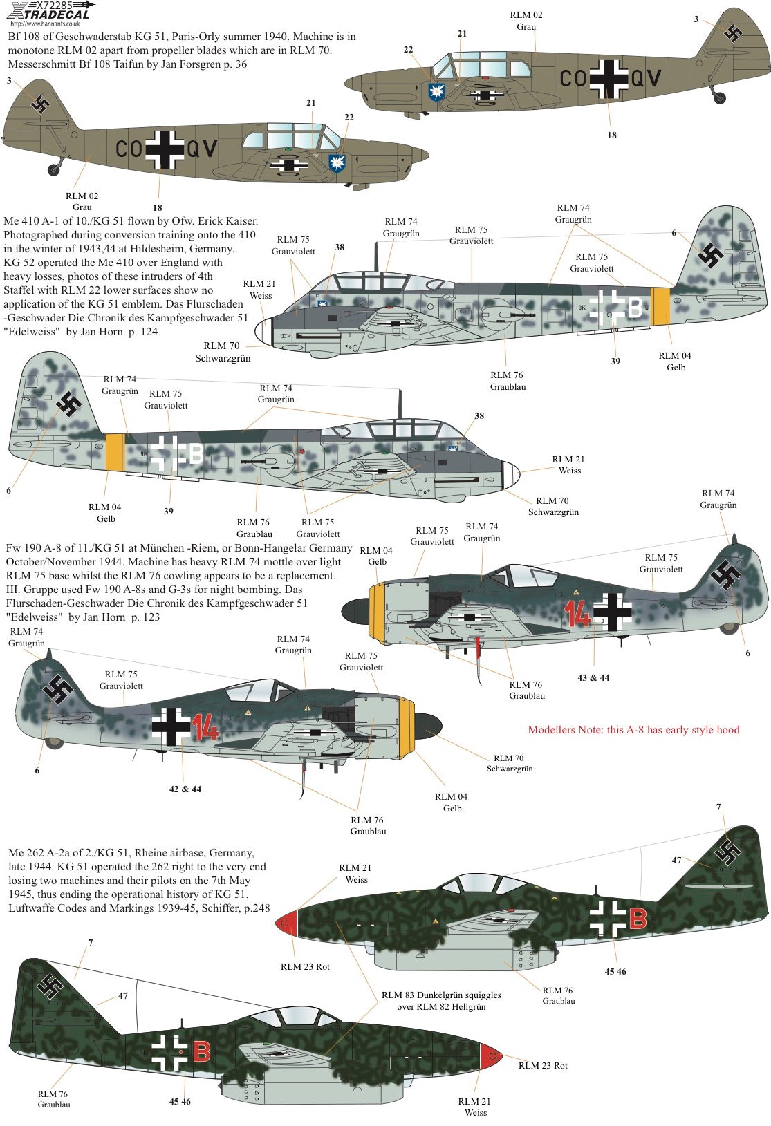 Xtradecal X72285 1:72 The History of Kampfgeschwader KG51 'Edelweiss'