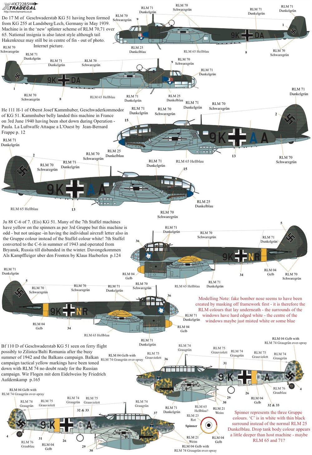 Xtradecal X72285 1:72 The History of Kampfgeschwader KG51 'Edelweiss'