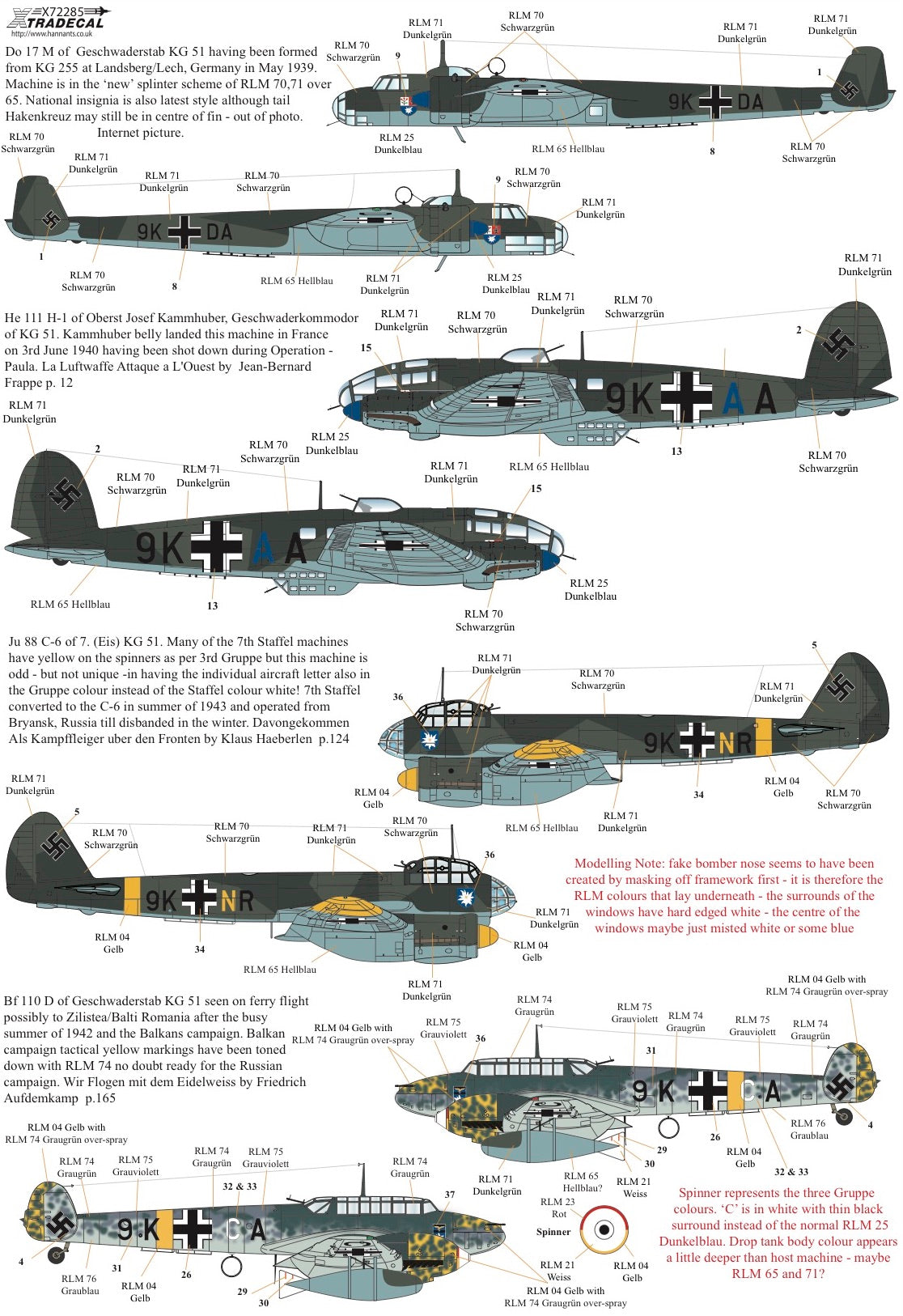 Xtradecal X72285 1:72 The History of Kampfgeschwader KG51 'Edelweiss'