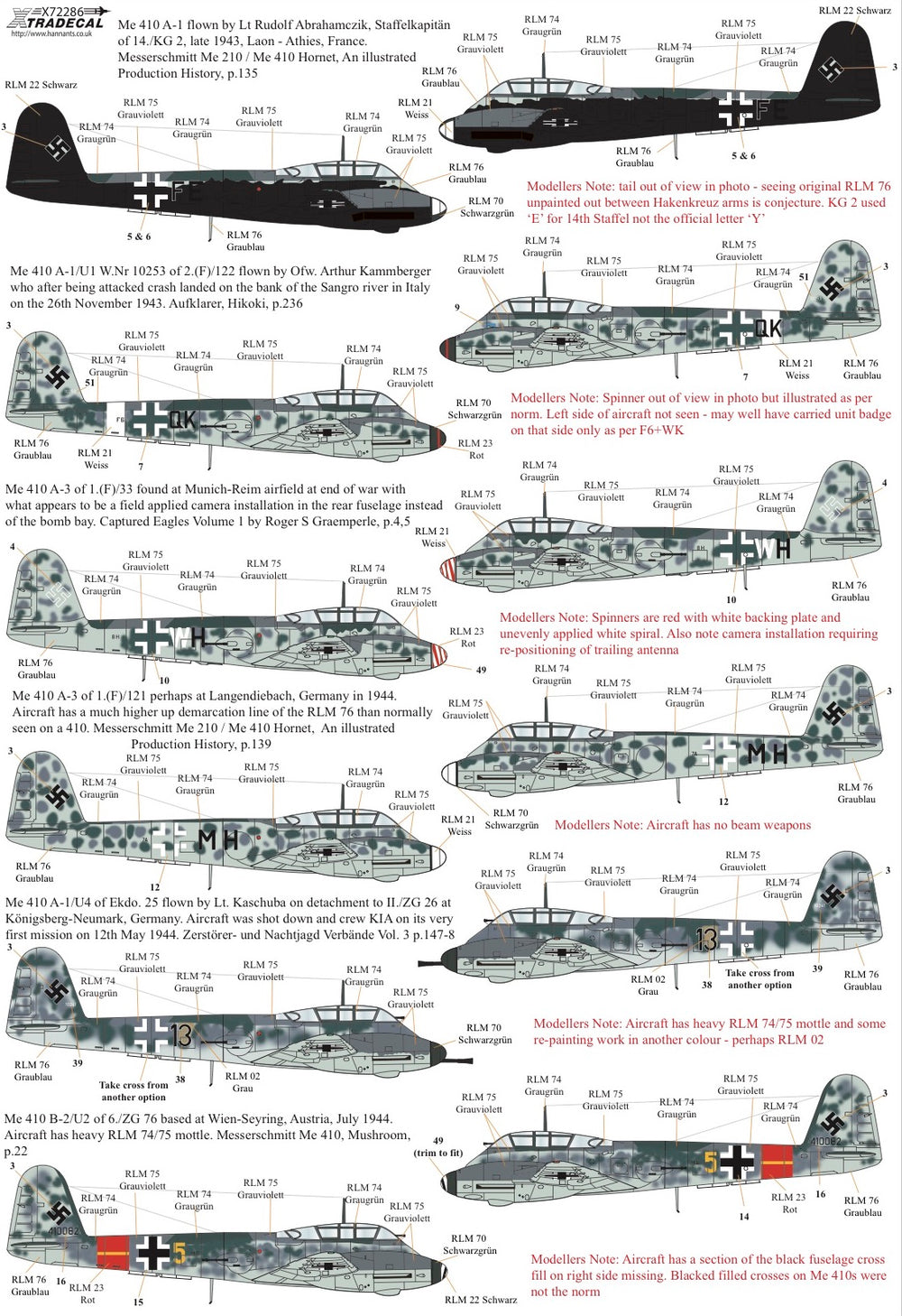 Xtradecal X72286 1:72 Messerchmitt Me-410A-1