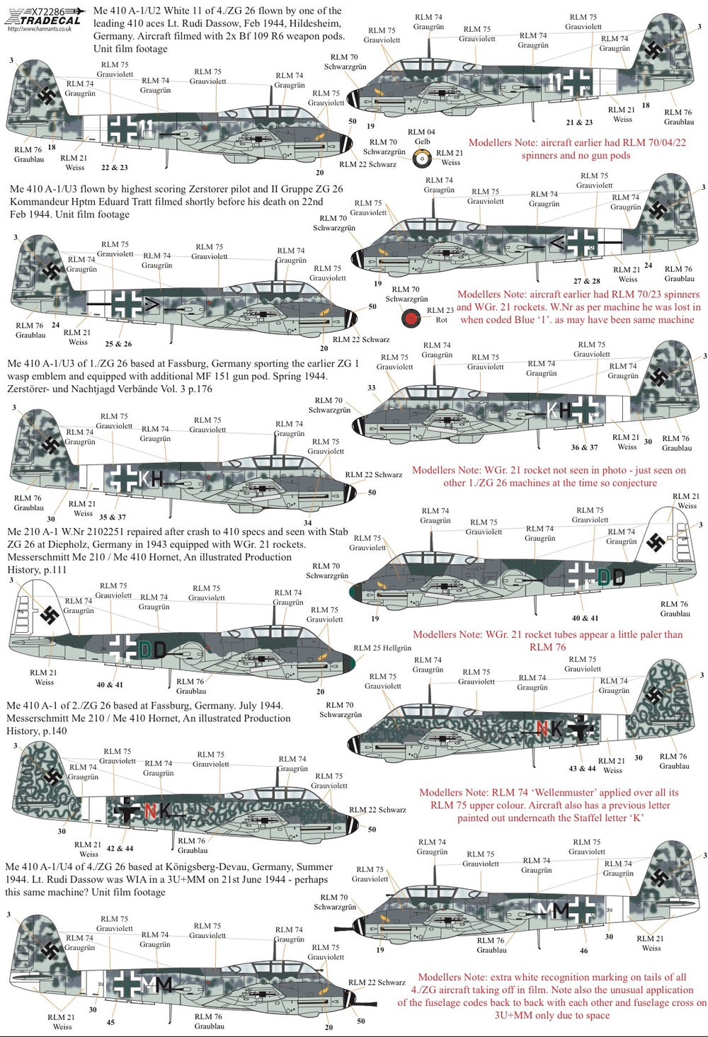 Xtradecal X72286 1:72 Messerchmitt Me-410A-1
