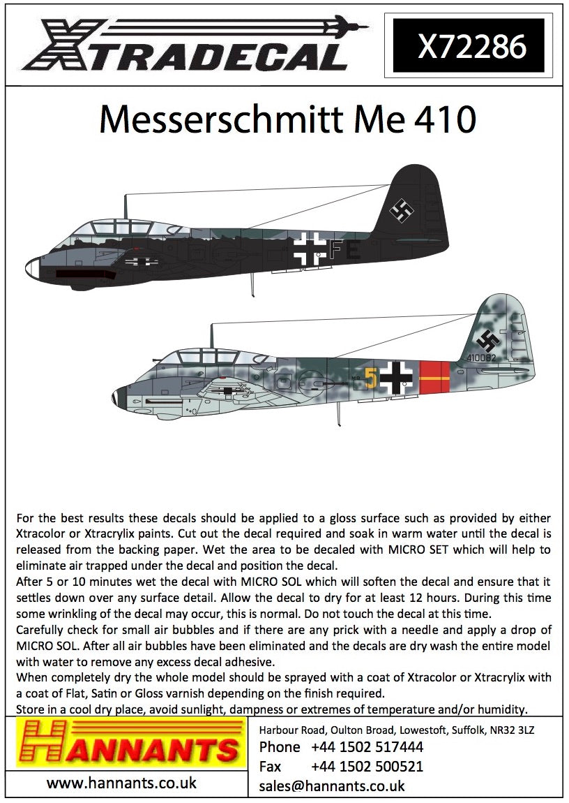 Xtradecal X72286 1:72 Messerchmitt Me-410A-1