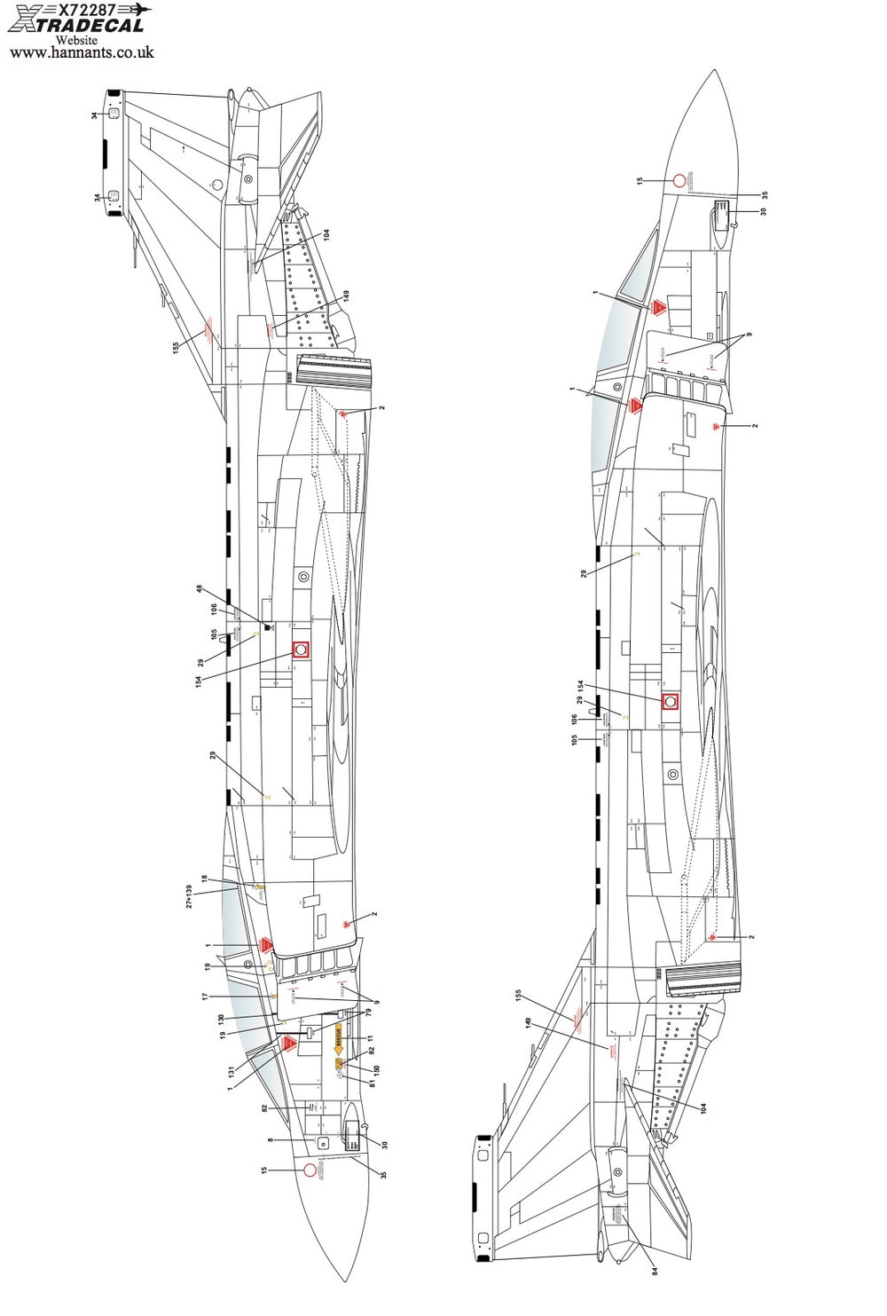Xtradecal X72287 1:72 McDonnell-Douglas FG.1 Phantom Royal Navy stencil data