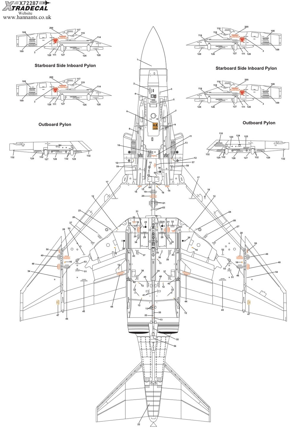 Xtradecal X72287 1:72 McDonnell-Douglas FG.1 Phantom Royal Navy stencil data