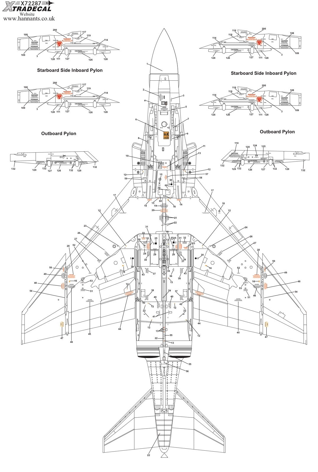 Xtradecal X72287 1:72 McDonnell-Douglas FG.1 Phantom Royal Navy stencil data