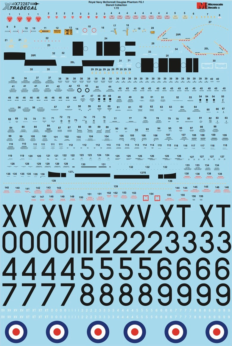 Xtradecal X72287 1:72 McDonnell-Douglas FG.1 Phantom Royal Navy stencil data