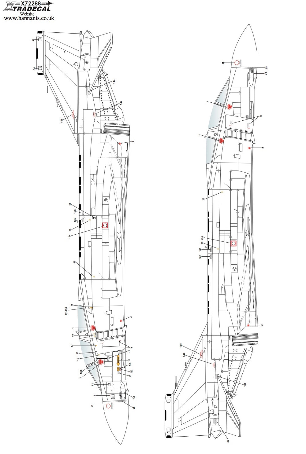Xtradecal X72288 McDonnell-Douglas FG.1/FGR.2 Phantom Stencils 1:72