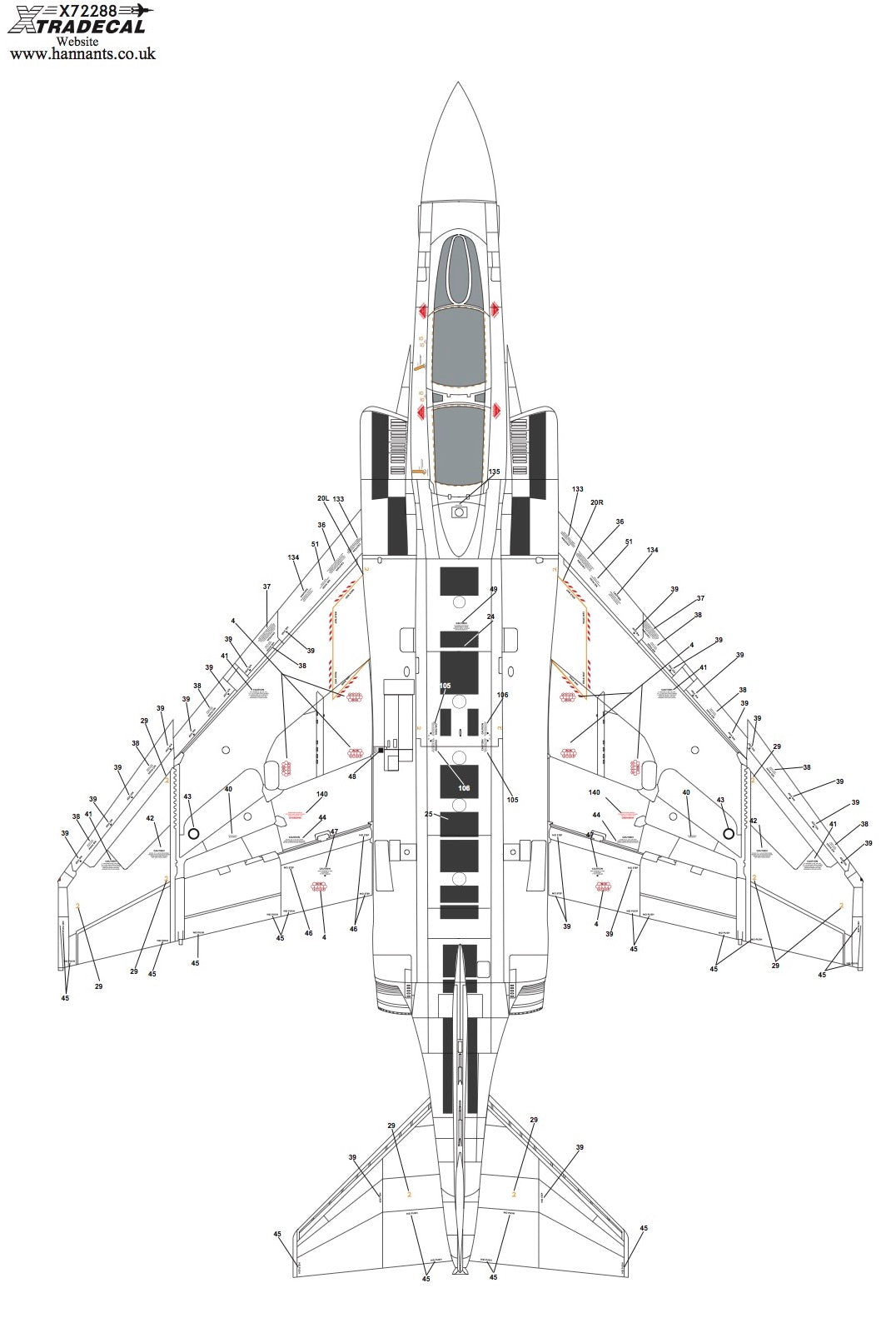 Xtradecal X72288 McDonnell-Douglas FG.1/FGR.2 Phantom Stencils 1:72