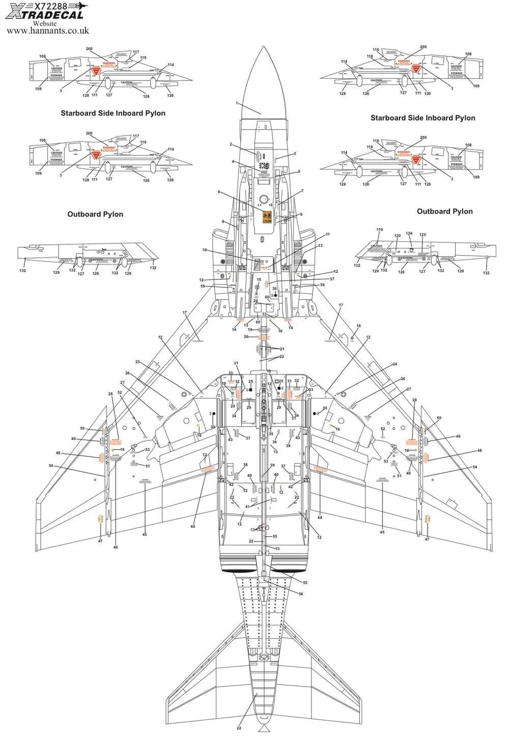 Xtradecal X72288 McDonnell-Douglas FG.1/FGR.2 Phantom Stencils 1:72