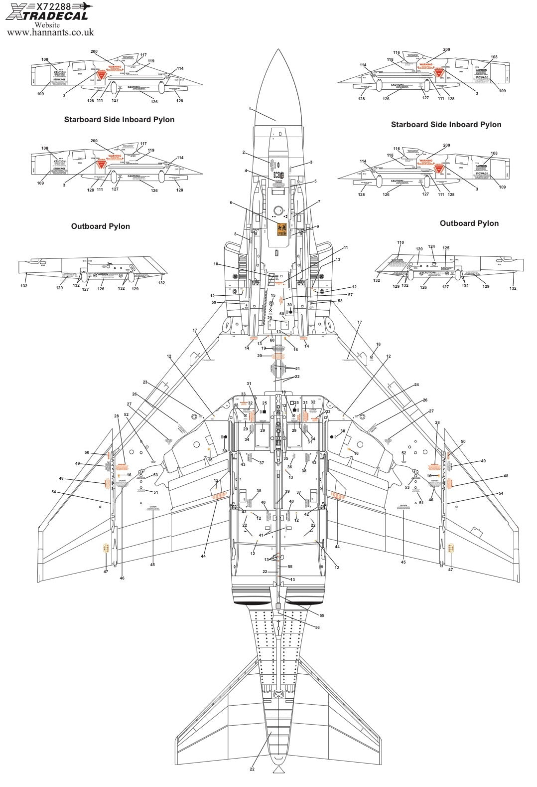 Xtradecal X72288 McDonnell-Douglas FG.1/FGR.2 Phantom Stencils 1:72