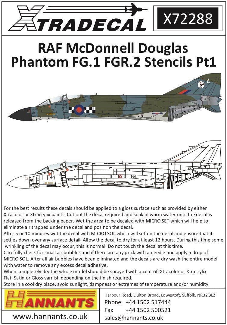 Xtradecal X72288 McDonnell-Douglas FG.1/FGR.2 Phantom Stencils 1:72