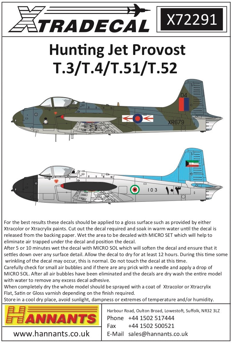 Xtradecal X72291 1:72 BAC Jet Provost T.3/T.3a/T4/ T51/T52