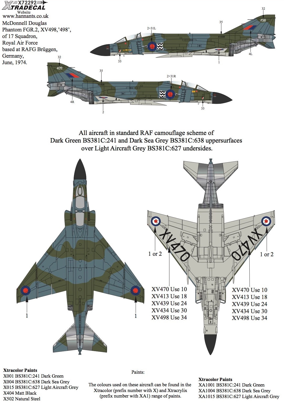 Xtradecal X72292 1:72 McDonnell-Douglas FGR.2 Phantom Pt.3