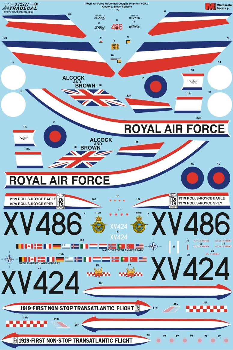 Xtradecal X72297 FGR.2 Phantom Pt 8 Alcock and Brown 60th Anniv 1:72