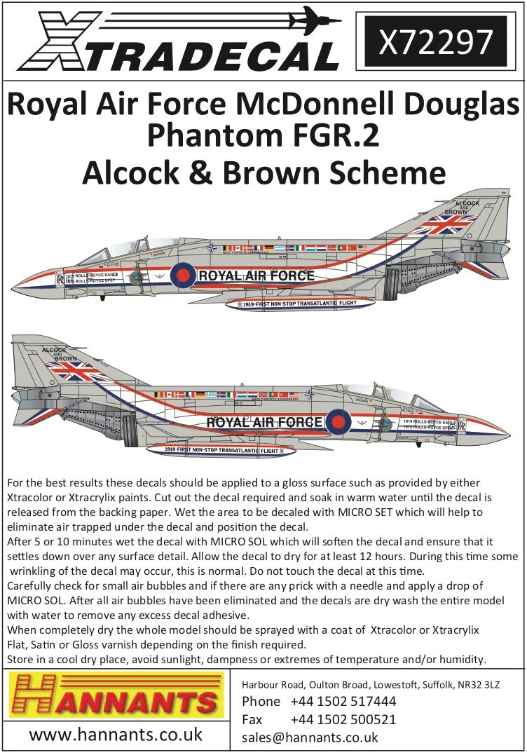 Xtradecal X72297 FGR.2 Phantom Pt 8 Alcock and Brown 60th Anniv 1:72