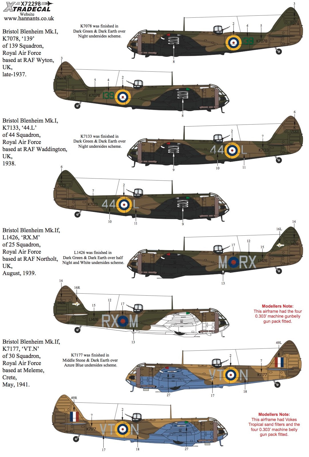 Xtradecal X72298 1:72 Bristol Blenheim Mk.I/Mk.If
