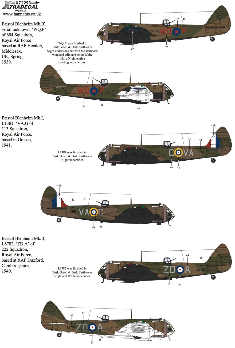 Xtradecal X72298 1:72 Bristol Blenheim Mk.I/Mk.If