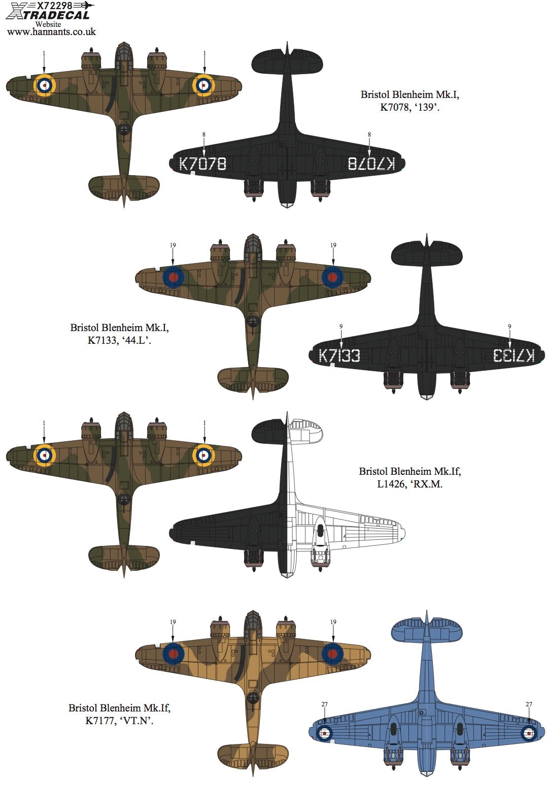 Xtradecal X72298 1:72 Bristol Blenheim Mk.I/Mk.If