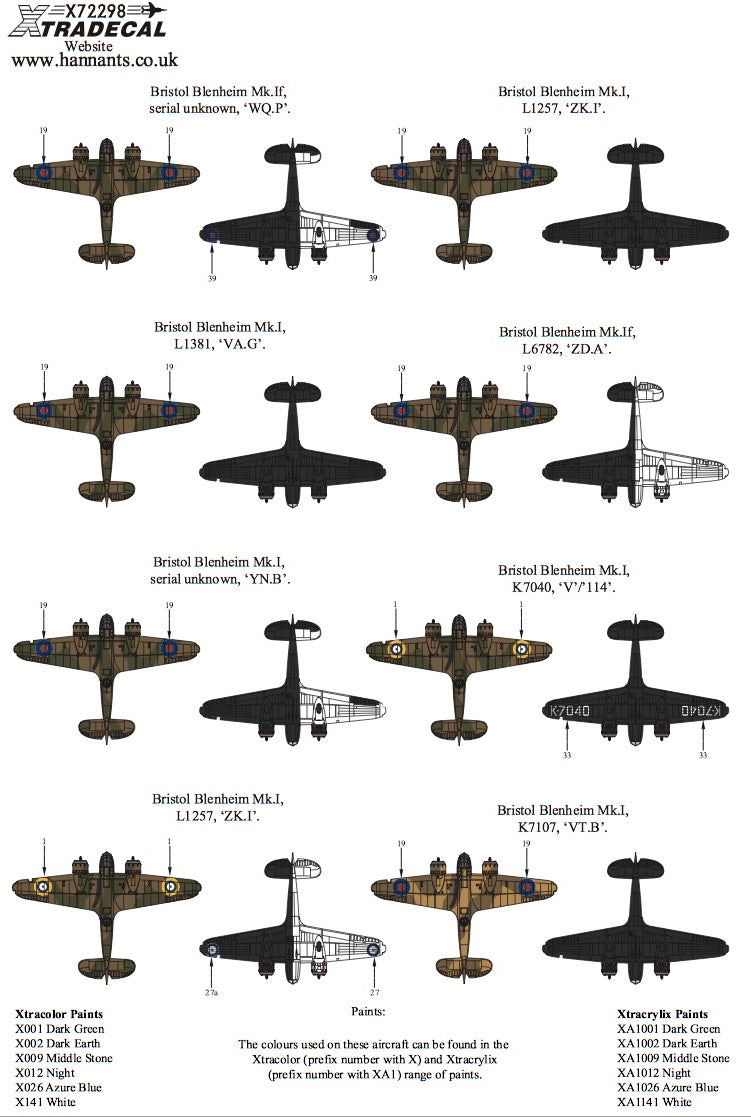 Xtradecal X72298 1:72 Bristol Blenheim Mk.I/Mk.If