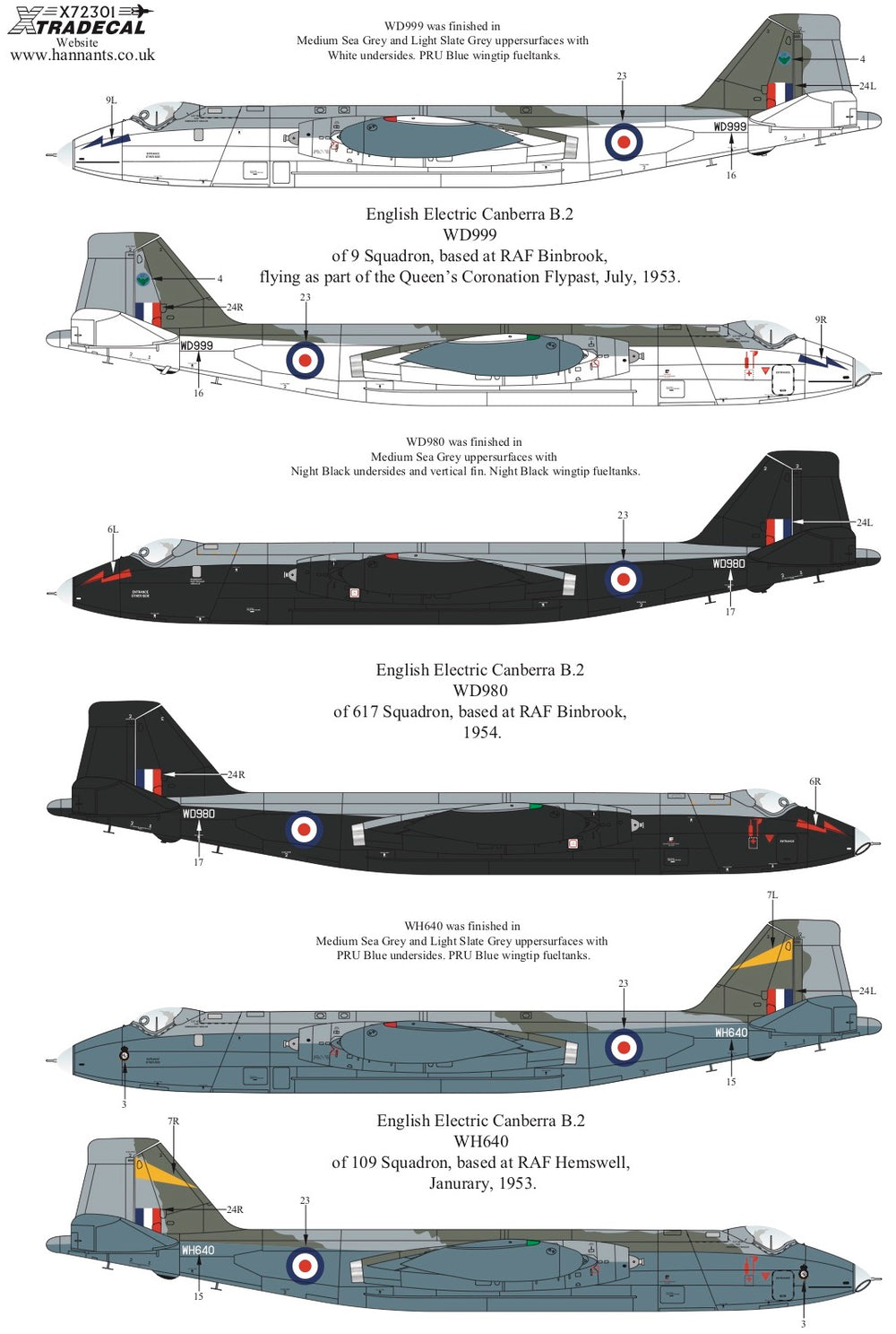 Xtradecal X72301 1:72 BAC/EE Canberra B.2