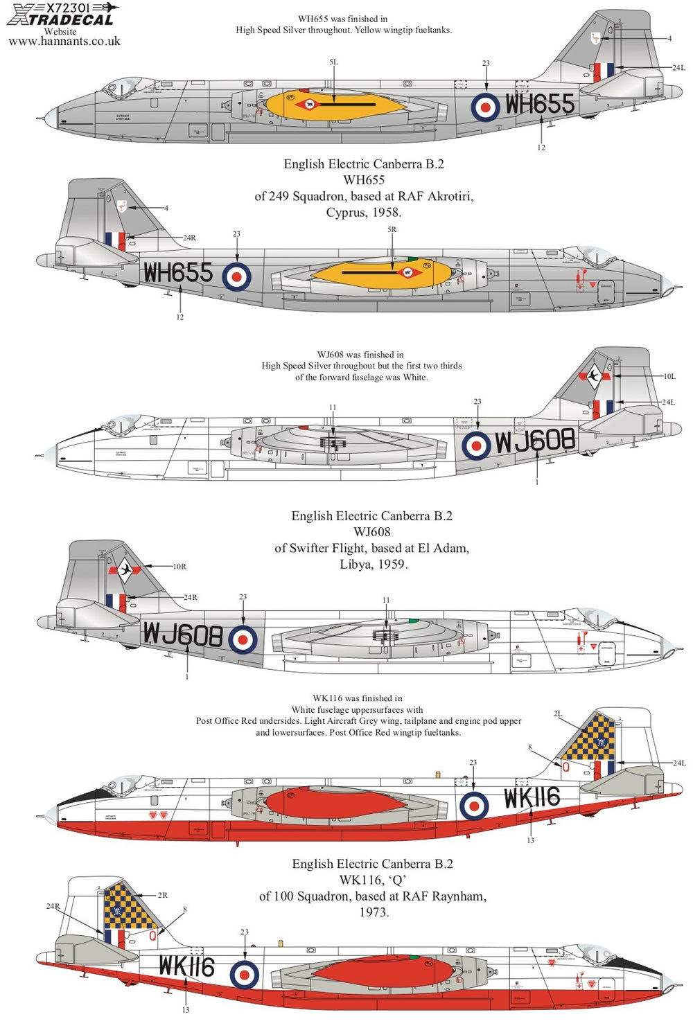 Xtradecal X72301 1:72 BAC/EE Canberra B.2