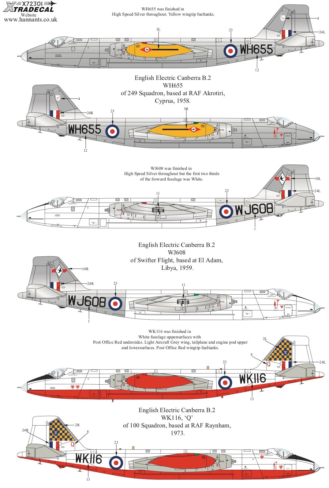 Xtradecal X72301 1:72 BAC/EE Canberra B.2