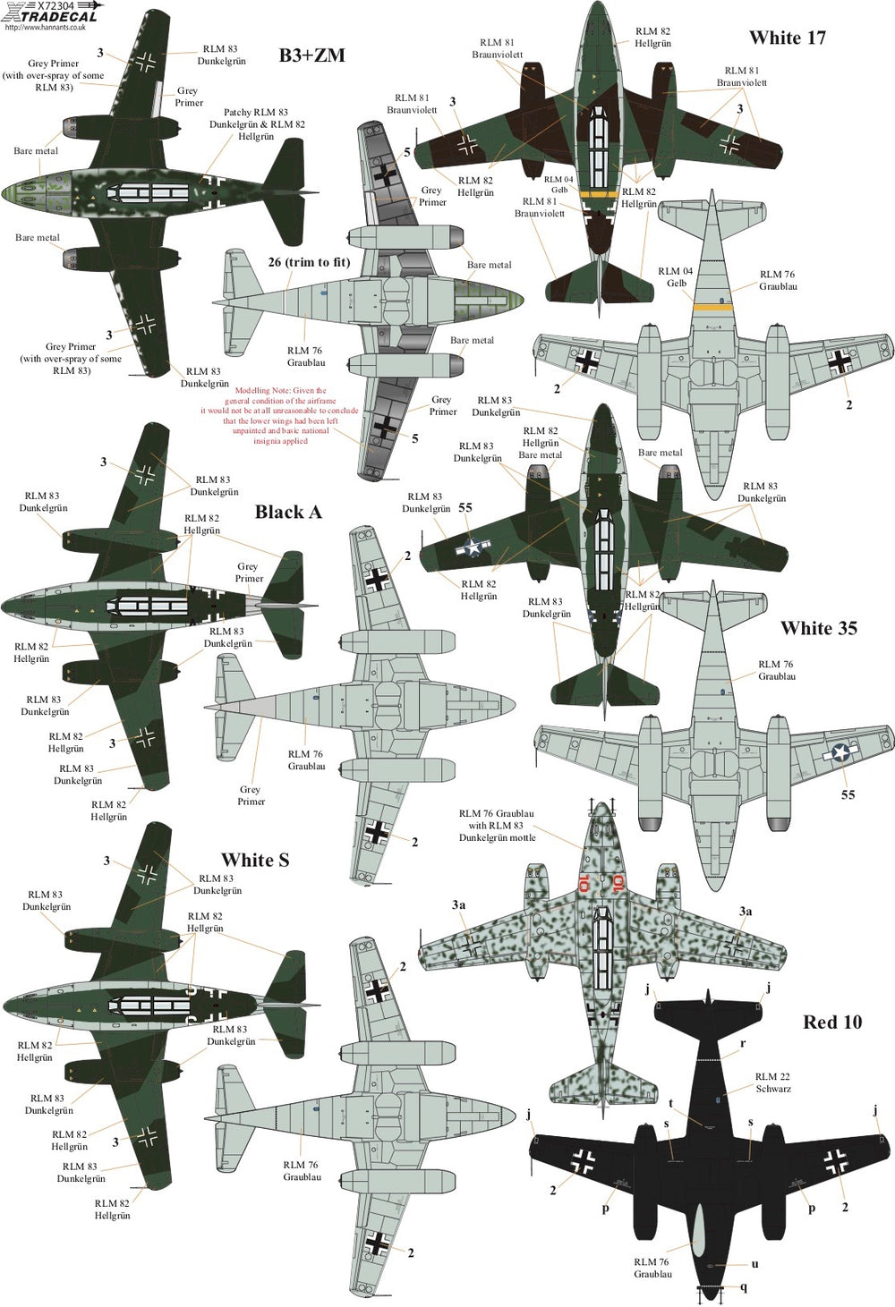 Xtradecal X72304 1:72 Messerschmitt Me-262B-1a