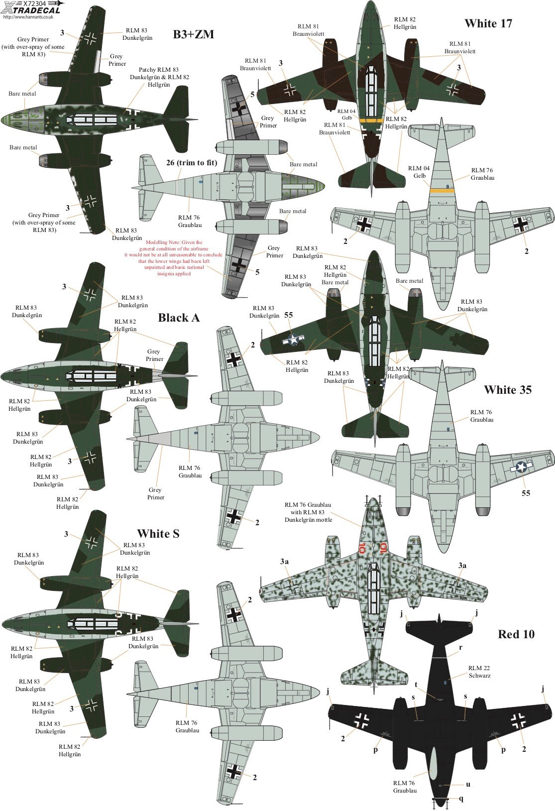 Xtradecal X72304 1:72 Messerschmitt Me-262B-1a