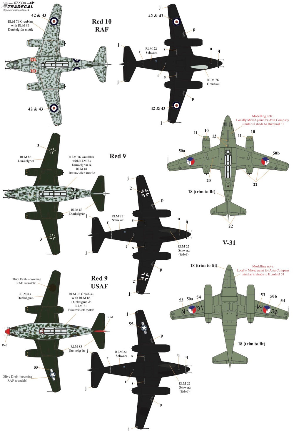 Xtradecal X72304 1:72 Messerschmitt Me-262B-1a