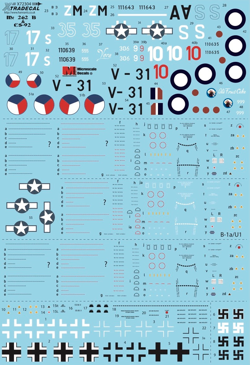 Xtradecal X72304 1:72 Messerschmitt Me-262B-1a
