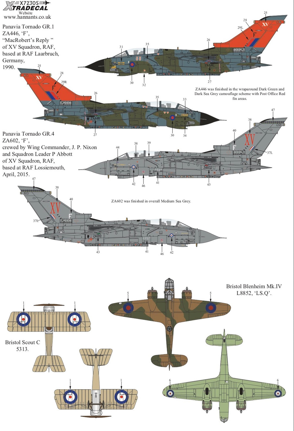 Xtradecal X72305 1:72 RAF XV Squadron History