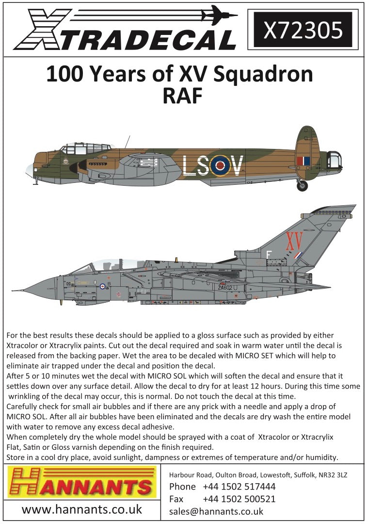 Xtradecal X72305 1:72 RAF XV Squadron History