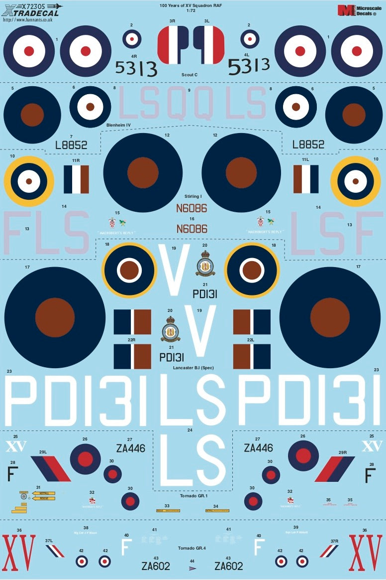 Xtradecal X72305 1:72 RAF XV Squadron History
