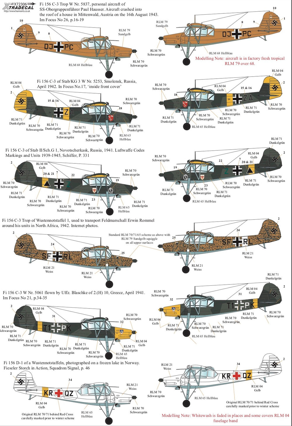 Xtradecal X72306 1:72 Fieseler Fi-156C-3 Storch