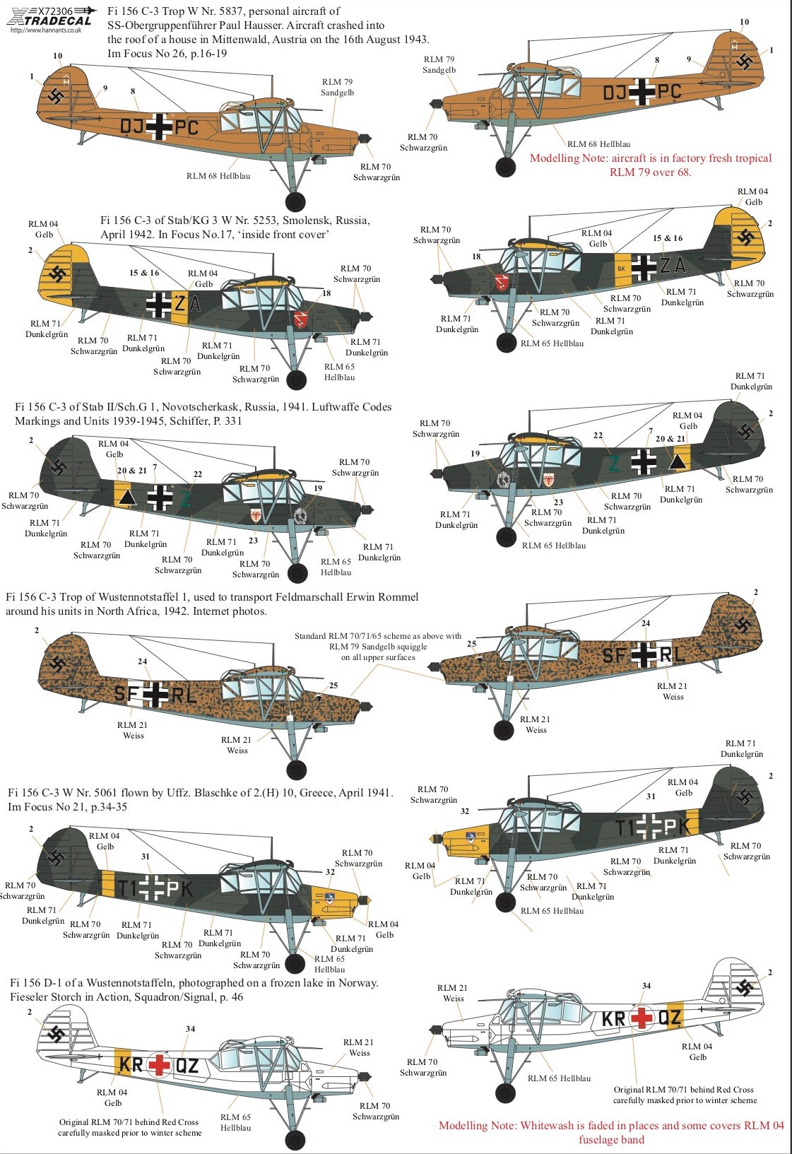 Xtradecal X72306 1:72 Fieseler Fi-156C-3 Storch