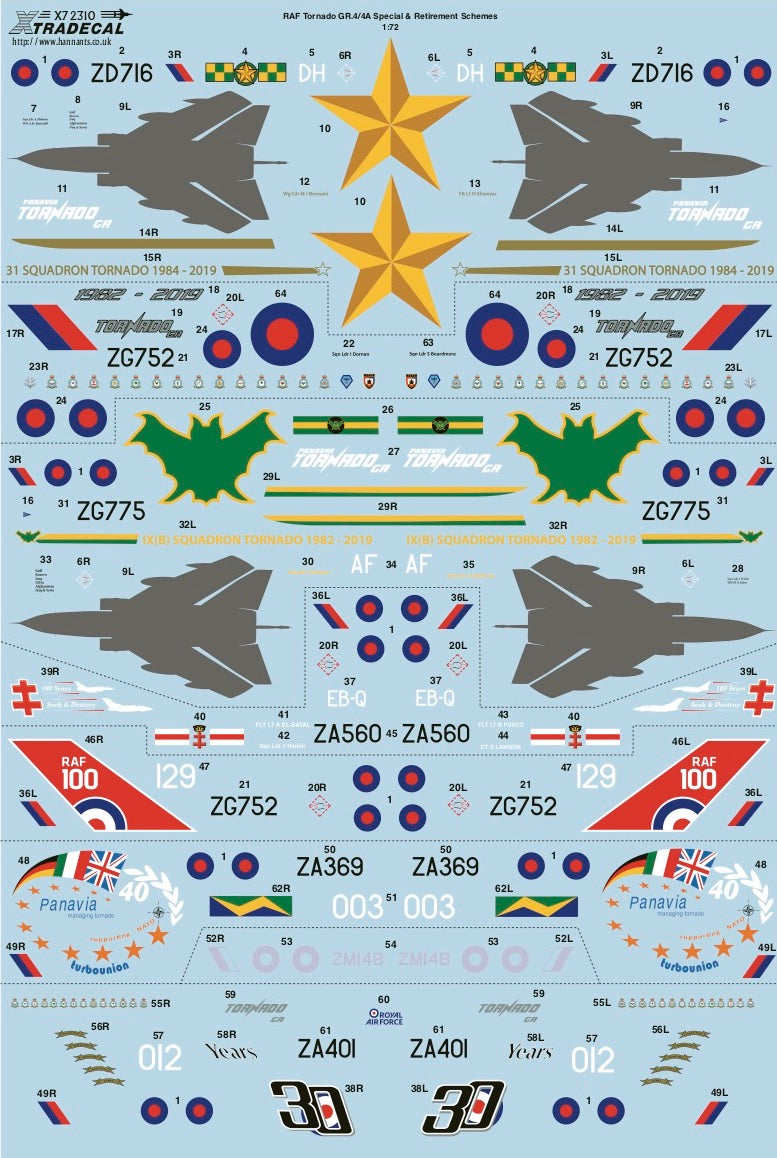Xtradecal X72310 RAF Panavia Tornado GR.4 Retirement Schemes 1:72