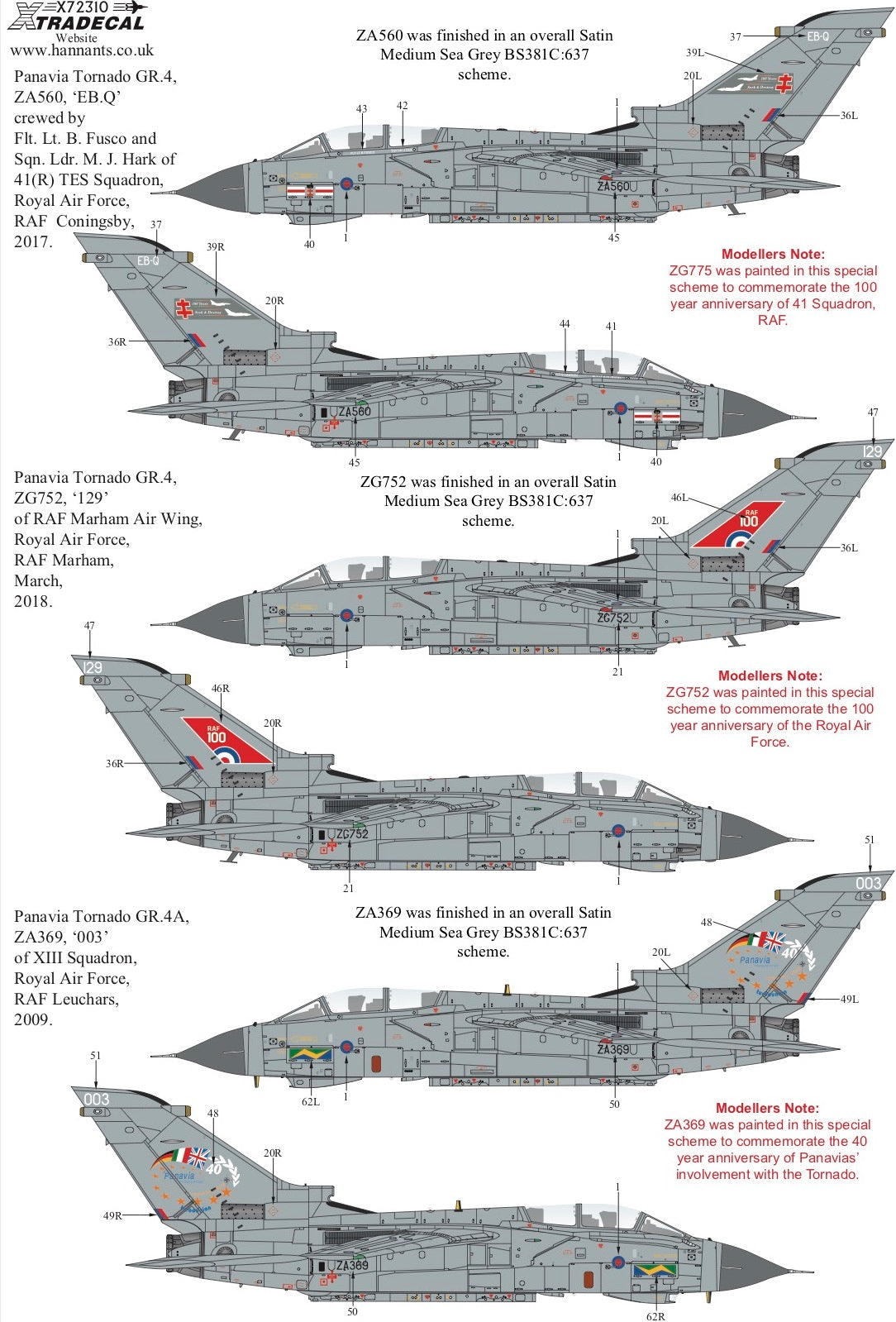 Xtradecal X72310 RAF Panavia Tornado GR.4 Retirement Schemes 1:72