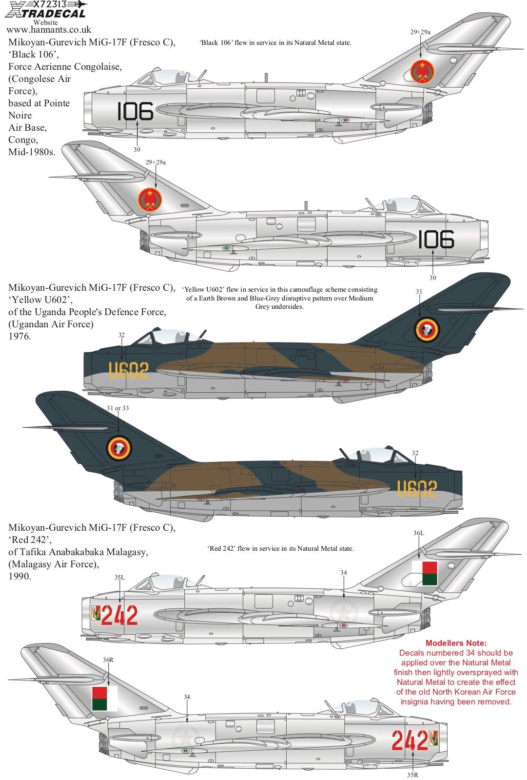 Xtradecal X72313 1:72 Mikoyan MiG-17F PZL-Mielec Lim-5 & Shenyang J-5 Collection